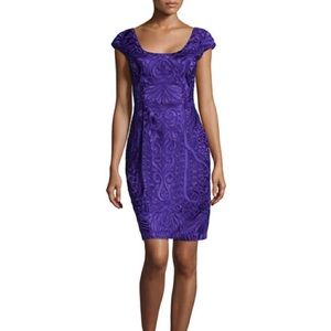 Sue Wong Purple Embroidered Sheath Dress-0